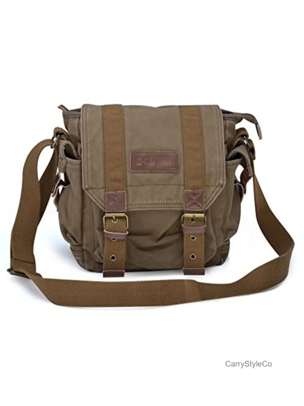 Canvas Messenger Bag - Vintage Crossbody Satchel, iPad